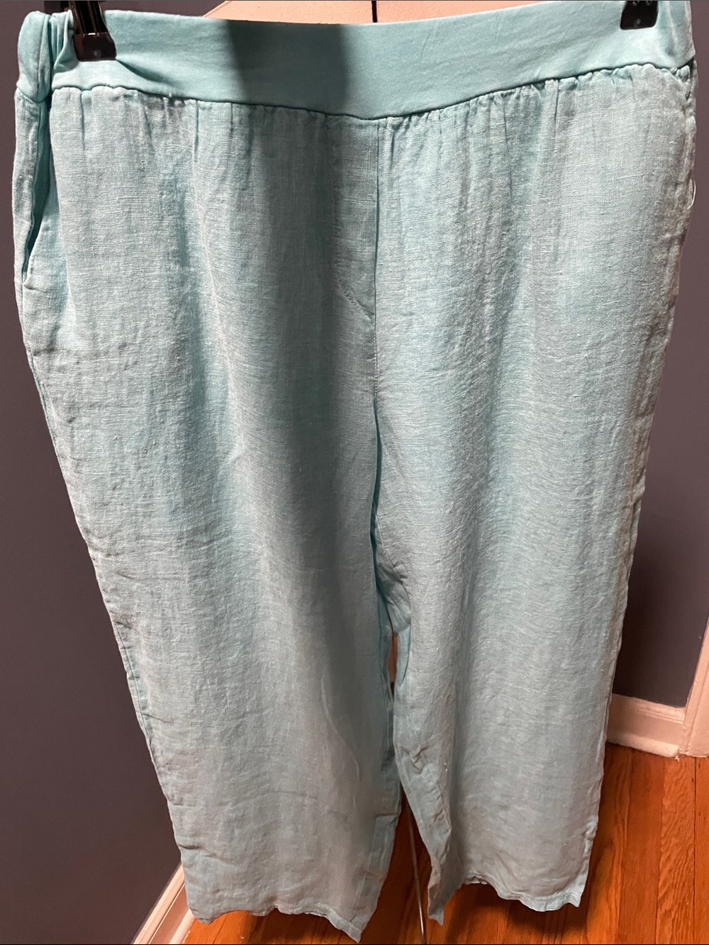 Tempo Paris Aqua Light Blue Linen Pants Size-XL NWT